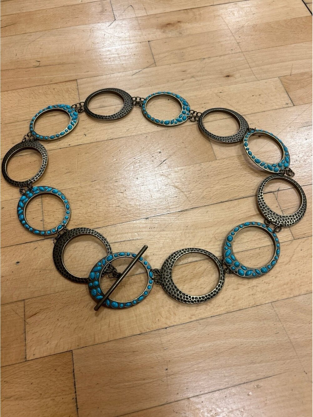Faux Turquoise and Bronze Loop Wrap Around Belt